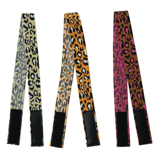 Leopard print adjustable elastic headband set with black backing, 3-pack