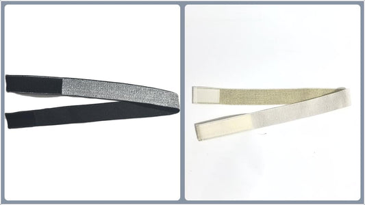 Adjustable elastic headband set, black and light gold wig grip bands