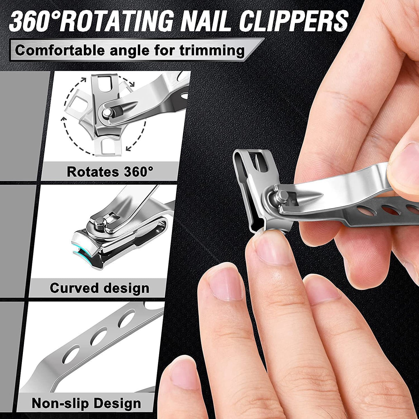 7-Piece Professional Ingrown Toenail Tool Kit - Stainless Steel Precision Pedicure Set with Black Eagle-Nose Clippers & Leather Storage Case