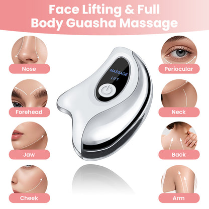 Portable Smart LCD Electric Gua Sha Face Massager - 45°C Constant Hot Compresss & Dual Mode Vibration Facial Lifting Beauty Device
