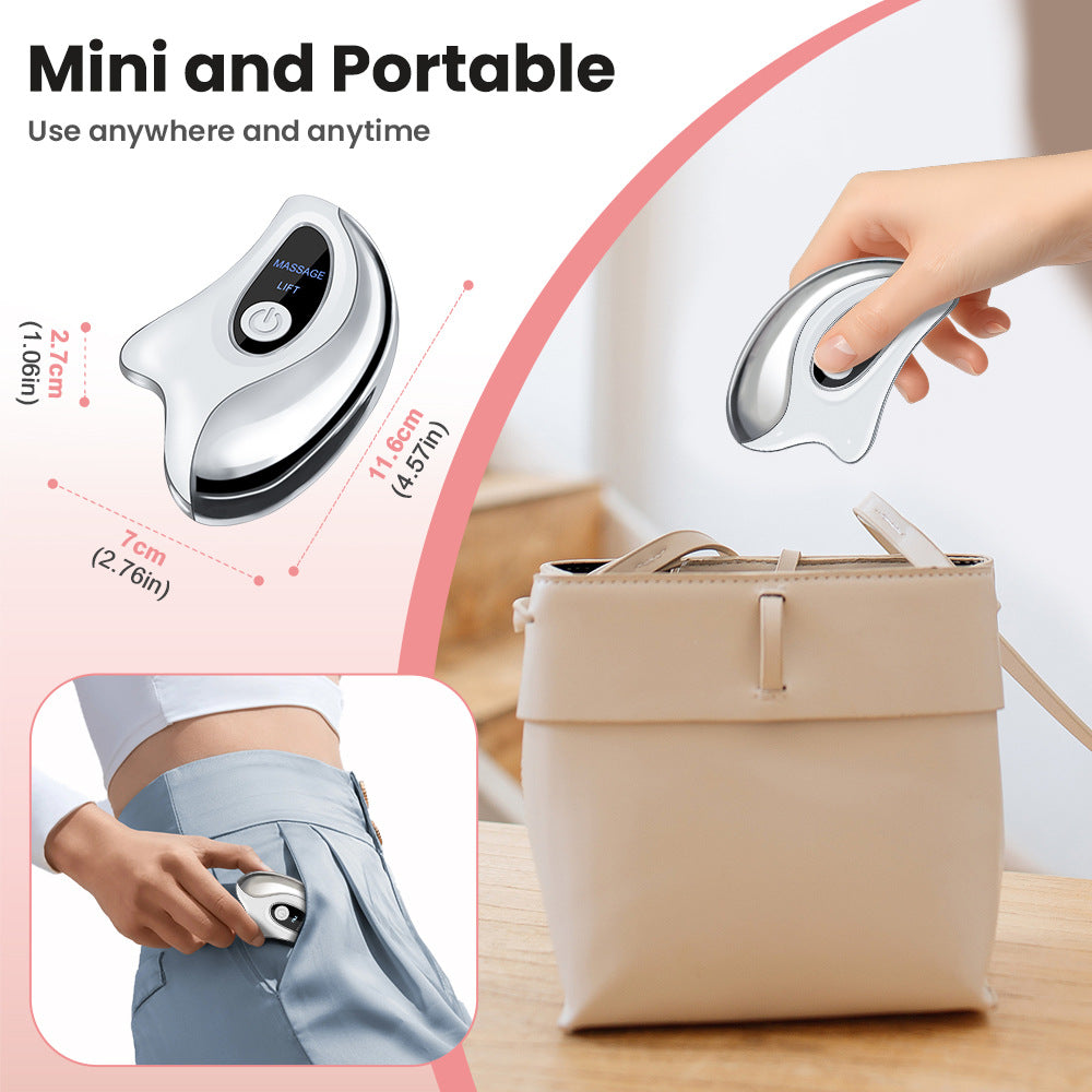 Portable Smart LCD Electric Gua Sha Face Massager - 45°C Constant Hot Compresss & Dual Mode Vibration Facial Lifting Beauty Device