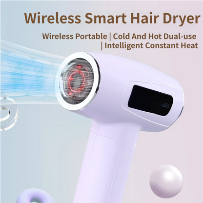Light Green Cordless Ionic Constant Heated Hair Dryer with LCD Display & 9 Wind Speeds - USB Rechargeable Hair Care Blow Dryer, Concentrator & Diffuser Included