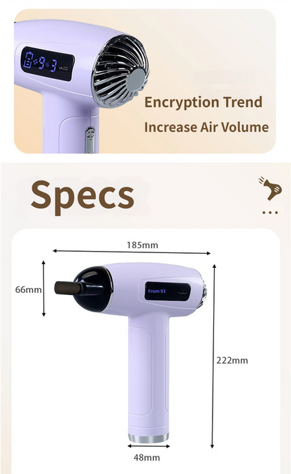 Light Green Cordless Ionic Constant Heated Hair Dryer with LCD Display & 9 Wind Speeds - USB Rechargeable Hair Care Blow Dryer, Concentrator & Diffuser Included
