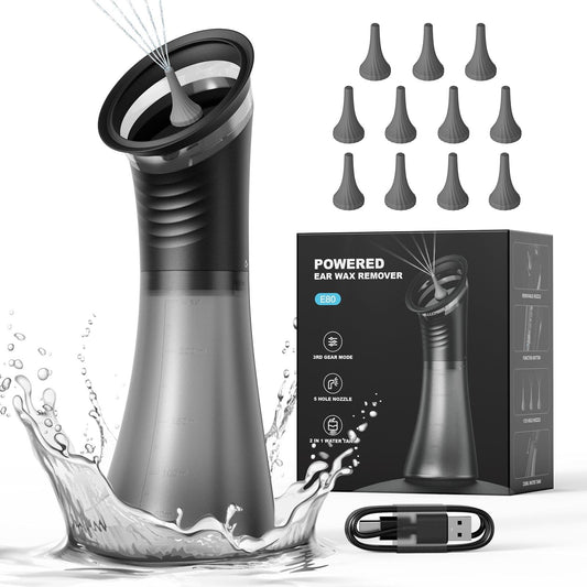 Electric ear irrigation device with nozzle tips and instruction box set