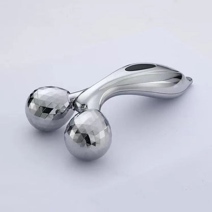 Aureate 3D Face Roller Massager V-Shaped Lifting Tool - Double Ball Facial Massage Device for Skin Tightening Wrinkle Reduction Jawline Contouring Beauty Care