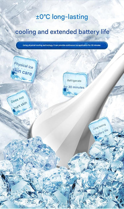White Flat-Surface Ice  Cold Therapy Facial Tool - Mini Ice Hammer Cryo Stick for Pore Shrinking Skin Soothing Sunburn Relief - Reusable ABS+PC Cooling Massager