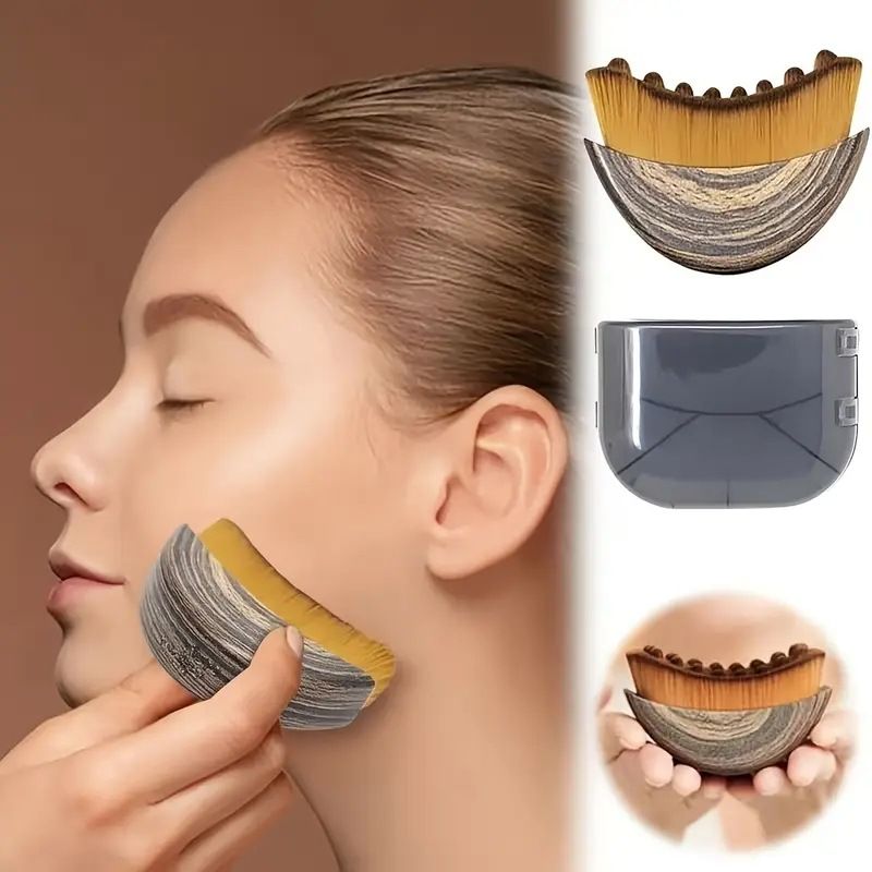 Marble Pattern Lymphatic Contour Face Brush - Curved Facial Eye Neck Massage Tool - Nylon Bristle Body Brush for Skin Tightening Circulation Detox - Plastic Handle Dry Brushing