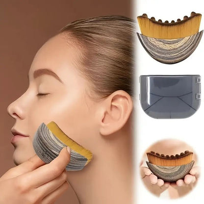 Marble Pattern Lymphatic Contour Face Brush - Curved Facial Eye Neck Massage Tool - Nylon Bristle Body Brush for Skin Tightening Circulation Detox - Plastic Handle Dry Brushing
