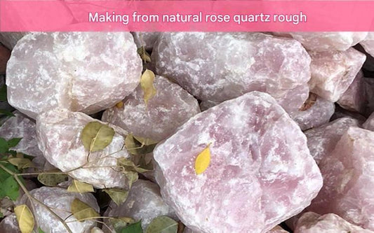 Rose quartz gua sha stone pieces with natural rough texture for face and neck massage