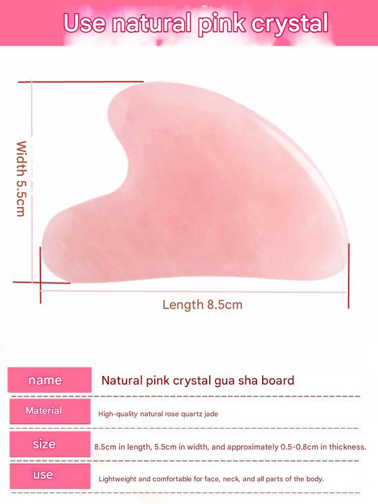 2-piece Pink Natural   Gua Sha Facial Tool - Hand-Polished Stone Massage Board for Face and Neck, Cooling Skincare Ritual, Easy Daily Use, Gift Ready