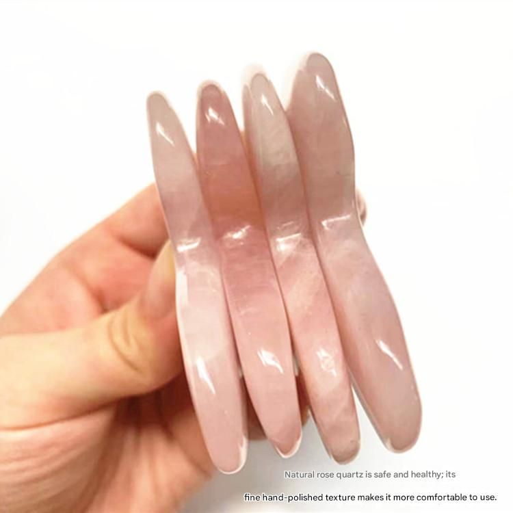 2-piece Pink Natural   Gua Sha Facial Tool - Hand-Polished Stone Massage Board for Face and Neck, Cooling Skincare Ritual, Easy Daily Use, Gift Ready