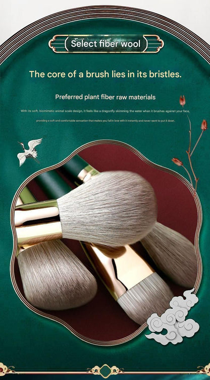 14-Piece Green  storage bucketSynthetic Fibre Makeup Brush Set - Soft Bristles, Long Handles, Complete Face and Eye Kit, Beginner Friendly Beauty Tools for Foundation, Blush, and Eyeshadow Application