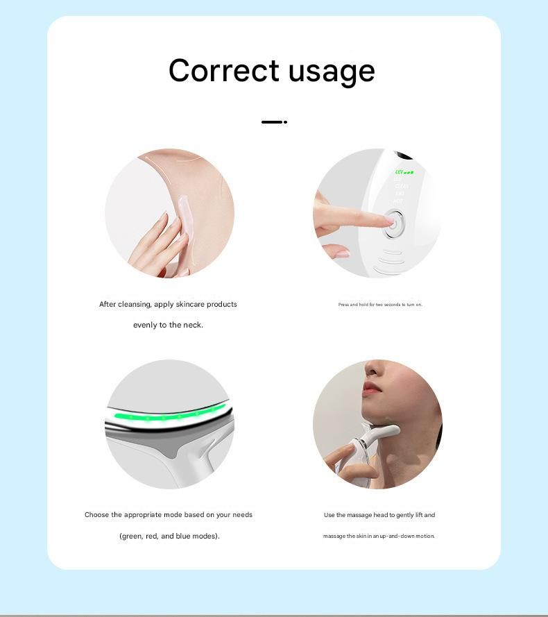 Black Neck and Face Massager - 3 Colour Light Therapy, EMS Microcurrent, Vibration & Heat - Rechargeable Anti-Ageing Device for Wrinkles, Neck Lines, Jawline & Skin Tightening - Portable Home Beauty Tool