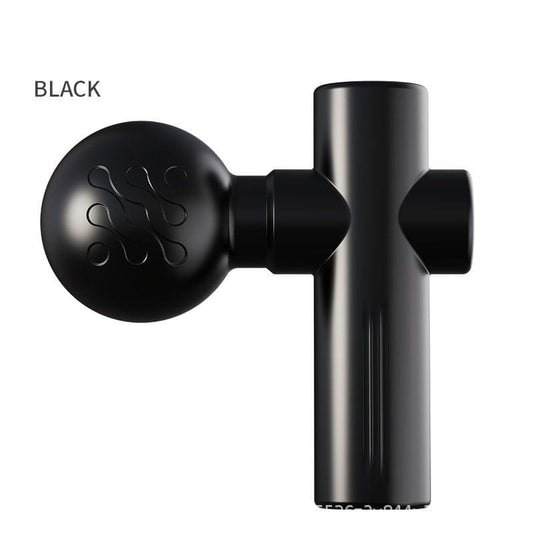 Black pocket percussion massage gun with round attachment head