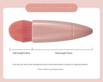 Pink 5-Piece Compact Makeup Brush Set with Mirror - Synthetic Fibre Travel Case with Foundation, Powder & Blush Brushes - Portable Beauty Tool Kit for On-the-Go Touch-Ups