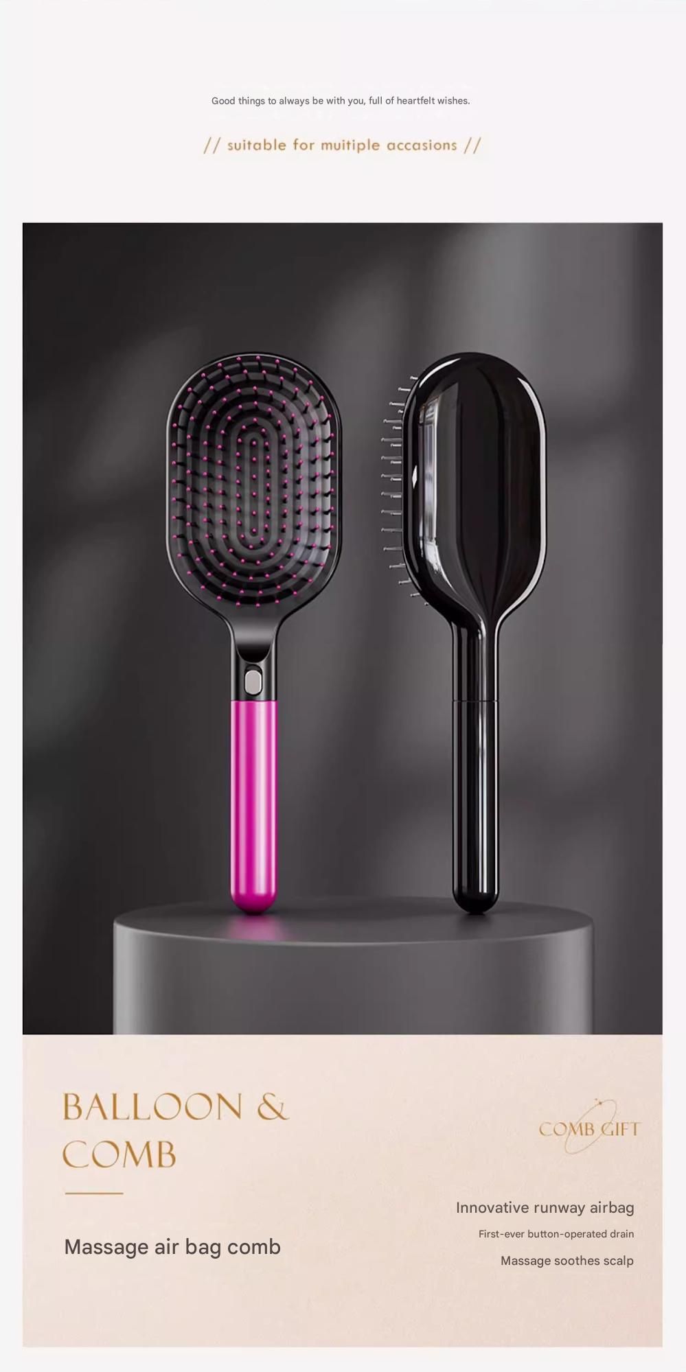 Rose Red 3-Piece Gift Box Set Premium ABS Hair Care Gift Set with Cushion Paddle Brush, Detangling Comb, Cleaning Brush & Stand - Elegant Mother’s Day or Couple’s Gift for Daily Styling and Scalp Comfort