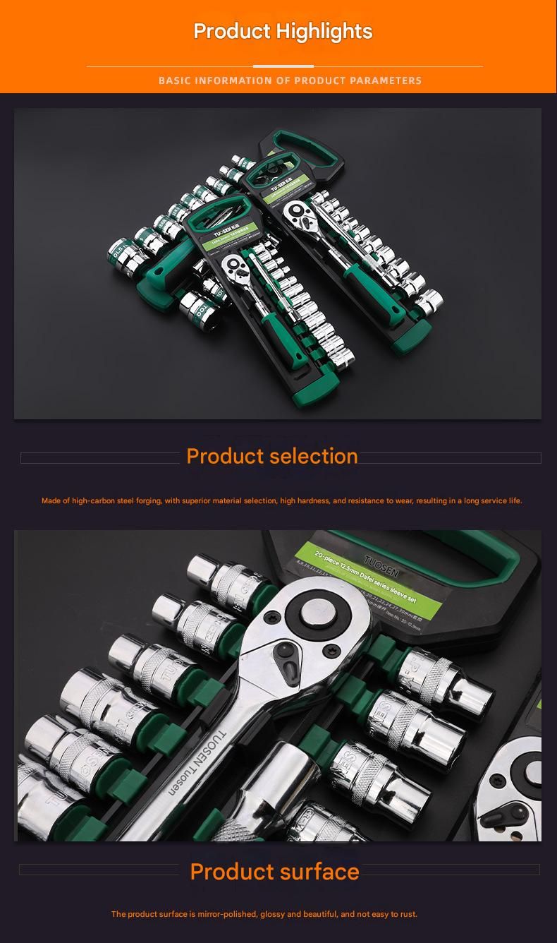 Green 14-Piece 1/4-Inch Drive 24-Tooth Ratchet & Socket Set — High-Carbon Steel, Mirror-Polished Socket Wrench Tool Kit — Automotive Repair Tool Set with Quick-Release Ratchet — Ideal for Car Maintenance, Mechanical Repairs, and DIY Projects