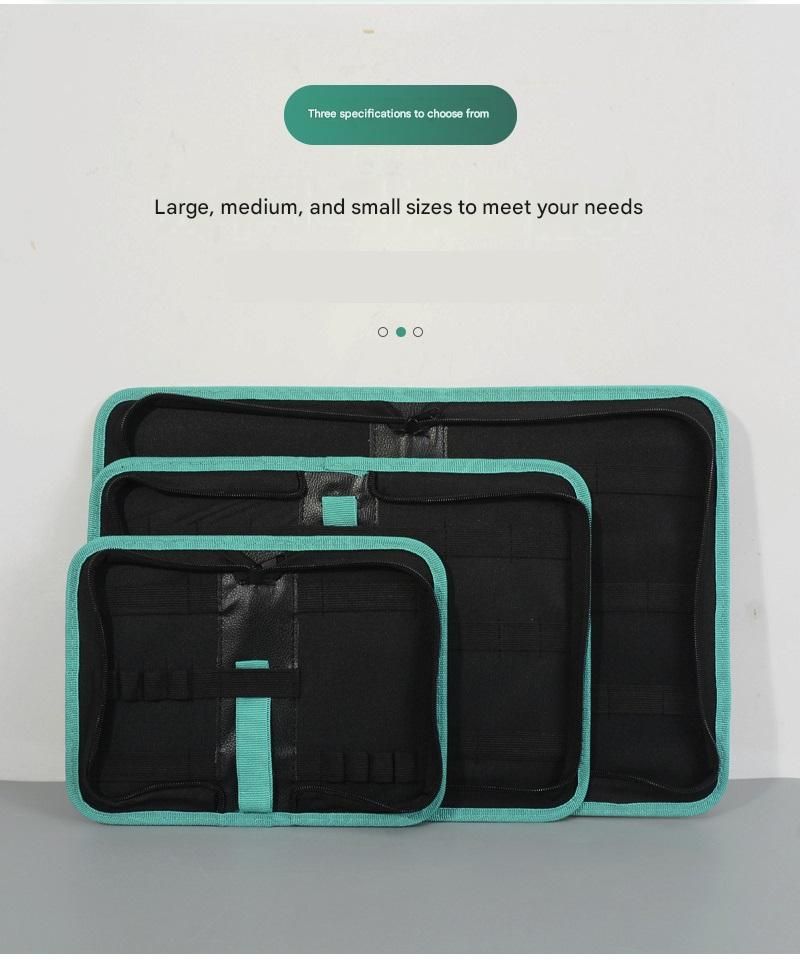 Small Size Black Multi-Purpose Canvas Tool Bag - Durable Oxford Fabric with Zippered Compartments - Professional Organizer for Mechanics, Electricians, DIY Enthusiasts