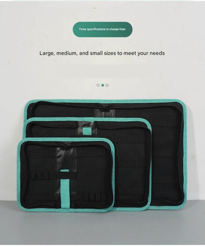 Small Size Black Multi-Purpose Canvas Tool Bag - Durable Oxford Fabric with Zippered Compartments - Professional Organizer for Mechanics, Electricians, DIY Enthusiasts