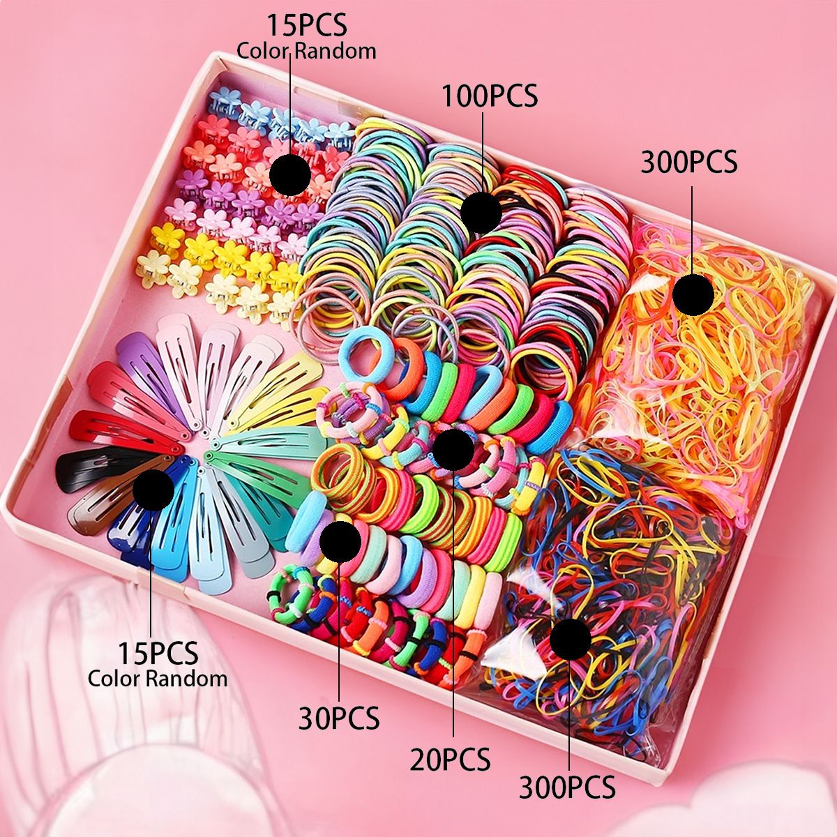 780-Piece Cute Hair Accessories Gift Set with Elastic Rubber Bands - Perfect Gift for Girls