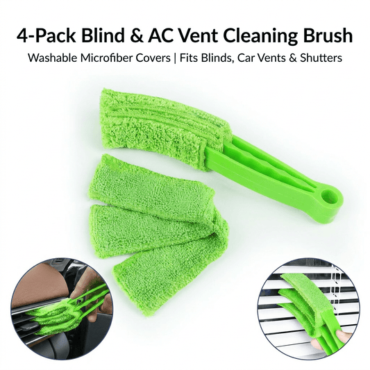 4-pack green microfiber blind and AC vent cleaning brushes with removable covers