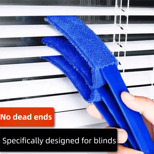 Blue microfiber blind cleaning brush with flexible handle