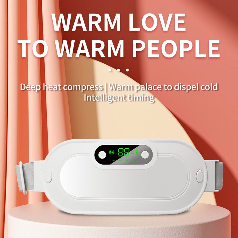 Pink Portable USB Rechargeable Graphene Heating Waist Belt with Gift Box - 4 Modes Vibrating Abdominal Massager & 3 Levels Large Area Heating Therapy Pad for Women