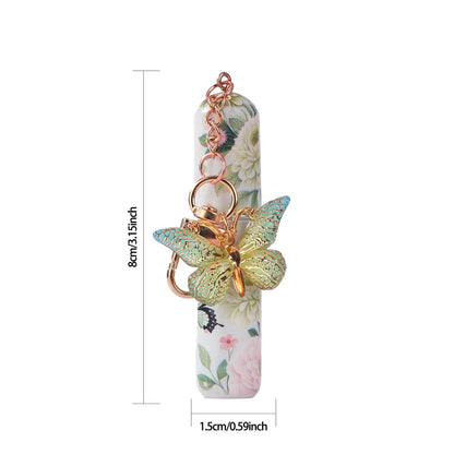 3 Pack Light Pink 5ml Portable Perfume Atomizer Keychain Butterfly Charm Floral Refillable Travel Spray Bottle Set - Same Design