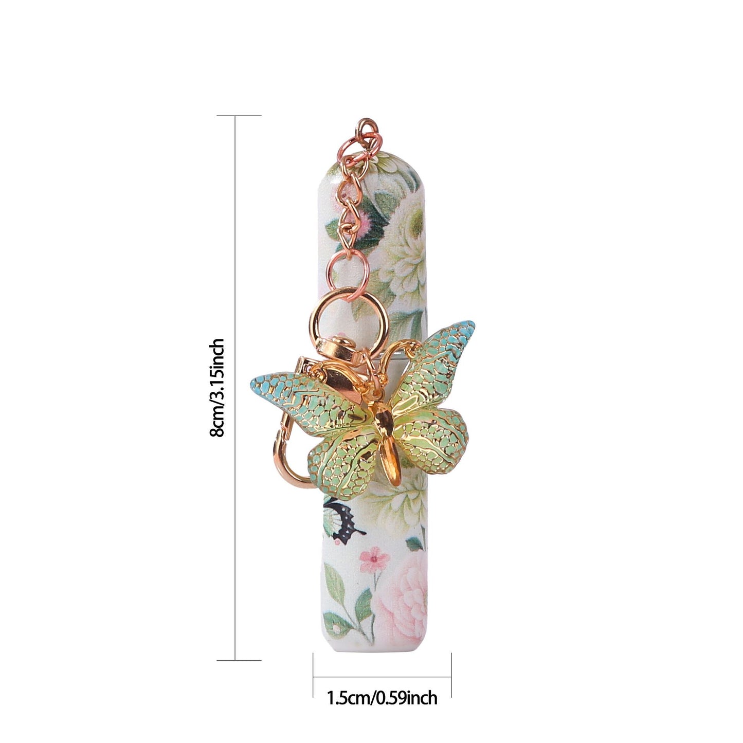 3 Pack Blue 5ml Portable Perfume Atomizer Keychain Butterfly Charm Floral Refillable Travel Spray Bottle Set - Same Design