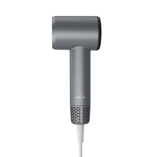 Dark gray professional hair dryer with wide concentrator nozzle