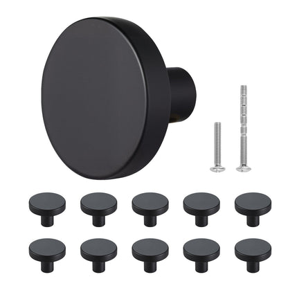Cabinet Knobs, 10 Pack, 32 mm Black Zinc Alloy Drawer Pulls & Door Handles, Mushroom Kitchen Solid Knobs Dresser Handles, Cupboard Hardware with Screws for Bathroom Closet Cabinets and Drawers