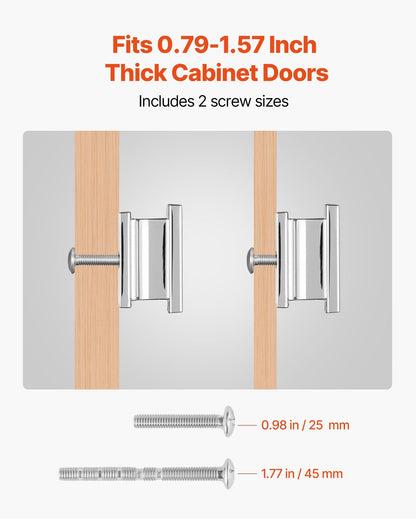 Cabinet Knobs, 10 Pack, 36 mm Zinc Alloy Drawer Pulls Door Handles, Rectangular Kitchen Dresser Solid Knobs, Cupboard Hardware with Screws for Bathroom Closet Cabinets Drawers, Chrome Color