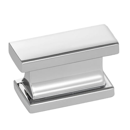 Cabinet Knobs, 10 Pack, 36 mm Zinc Alloy Drawer Pulls Door Handles, Rectangular Kitchen Dresser Solid Knobs, Cupboard Hardware with Screws for Bathroom Closet Cabinets Drawers, Chrome Color