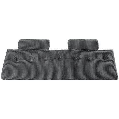 Headboard Pillow, King Size Wedge Headboard Pillow with 2 Side Pockets and 2 Headrests, Bed Wedge Pillow with Washable Flannel Cloth, for Reading, Gaming, Resting, Working in Bed, Grey