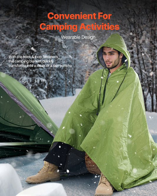 Camping Blanket 2 m x 1.5 m Wearable Warm Stadium Blanket Army Green