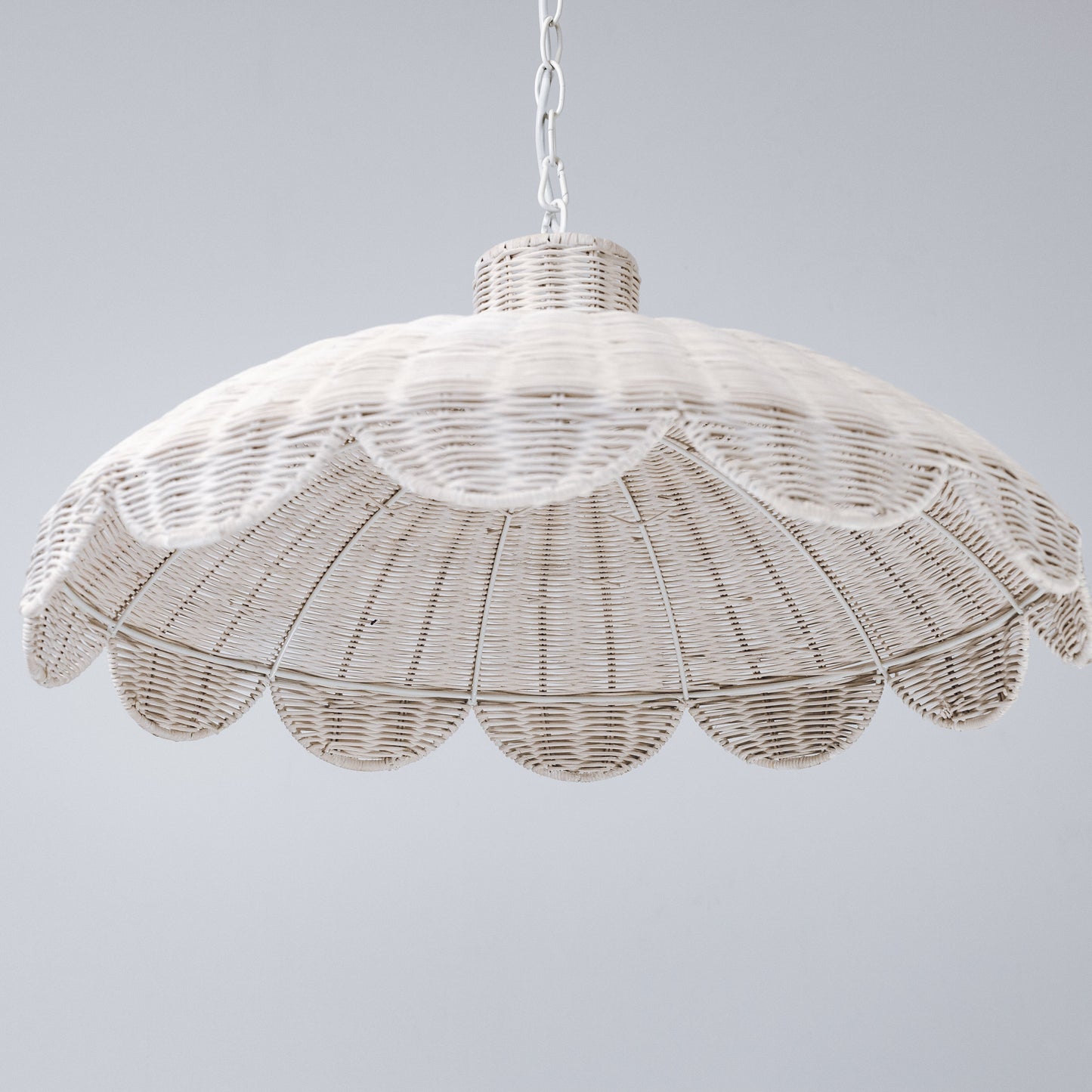 Alice Scallop Rattan Pendant Light - White