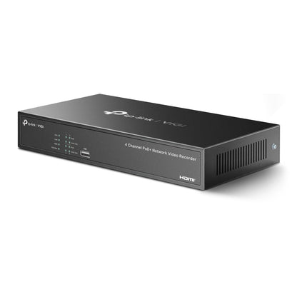 TP-Link VIGI NVR1004H-4P 4 Channel PoE+ Network Video Recorder – 4K HDMI Output, 53W PoE Budget, H.265+, 10TB HDD Support