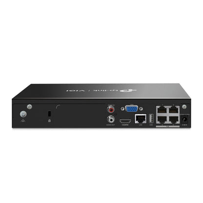 TP-Link VIGI NVR1004H-4P 4 Channel PoE+ Network Video Recorder – 4K HDMI Output, 53W PoE Budget, H.265+, 10TB HDD Support