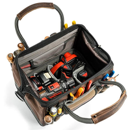 Veto Pro Pac DR-LC Contractor Series Tool Bag – 27-Pocket Gate Mouth Drill Bag with Waterproof Base & Adjustable Interior Panel