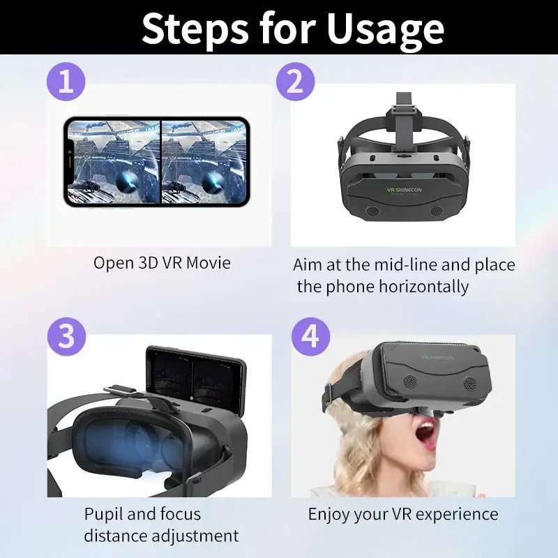 Gray VR headset with adjustable head strap, blue lens facing forward