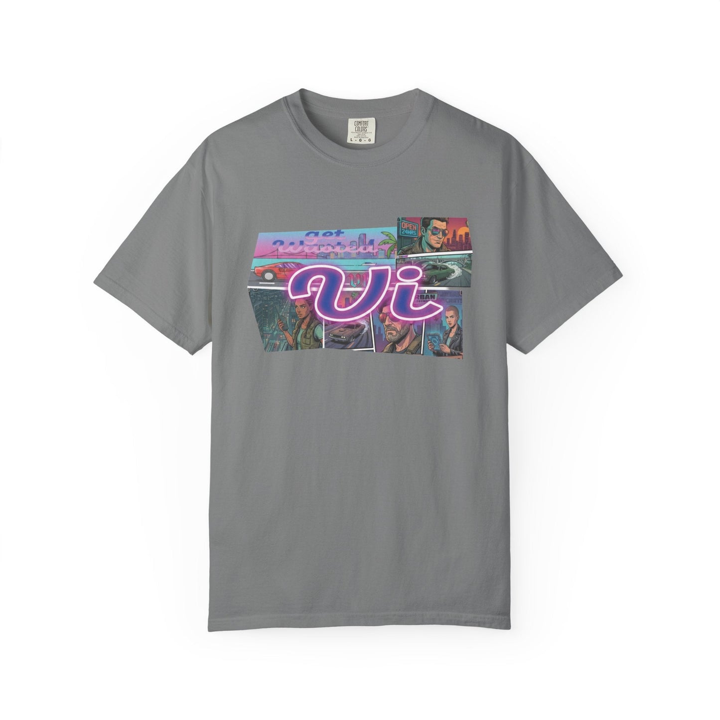 Vice City VI Retro Aesthetic Graphic Tee, Neon Miami Vibes  T-Shirt