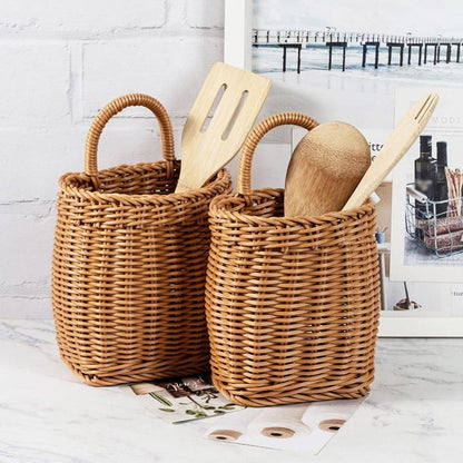 Vintage Wall Hanging Basket Kitchen Storage Basket Small Flower Basket Organizer - 12cm