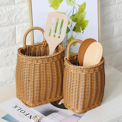 Vintage Wall Hanging Basket Kitchen Storage Basket Small Flower Basket Organizer - 15cm