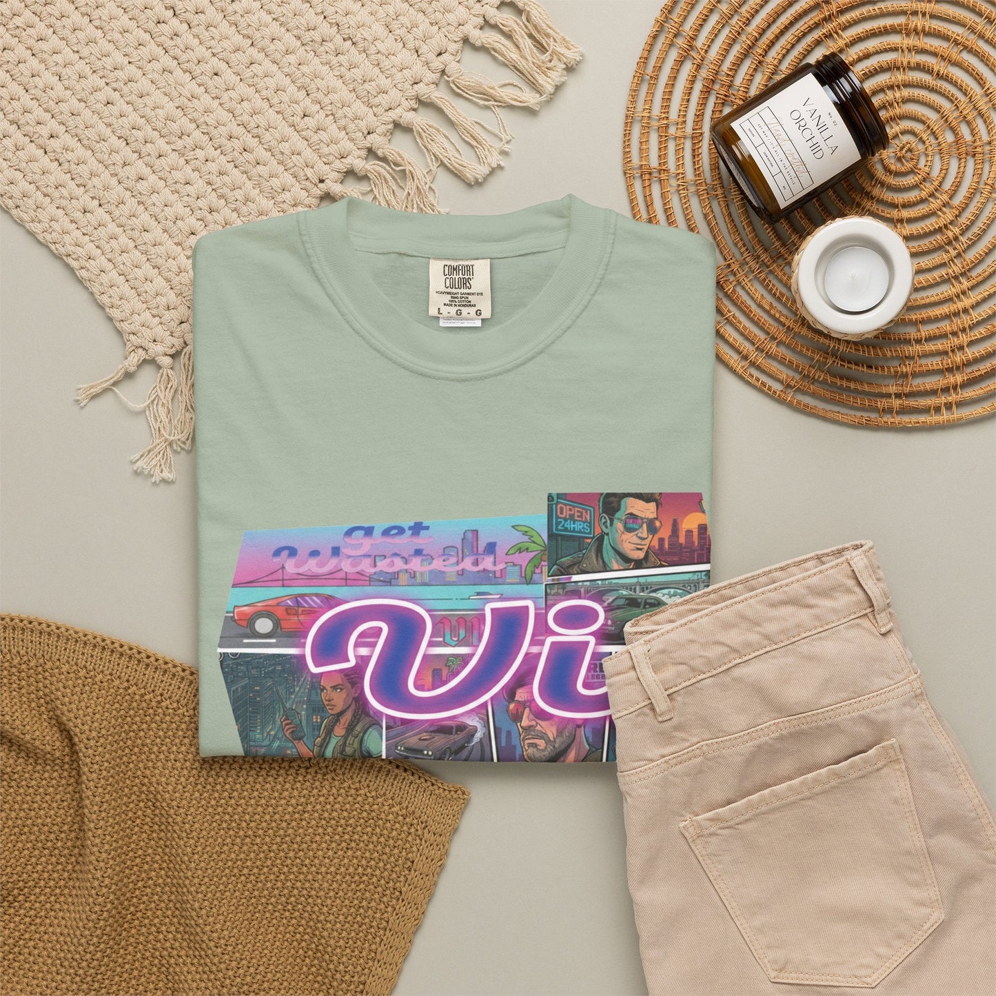 Vice City VI Retro Aesthetic Graphic Tee, Neon Miami Vibes  T-Shirt