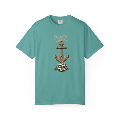 Anchor Skull Pixel Art Graphic Tee - Nautical Skull Printed Unisex T-Shirt | Comfort Colors 1717 Designed By Aprasi