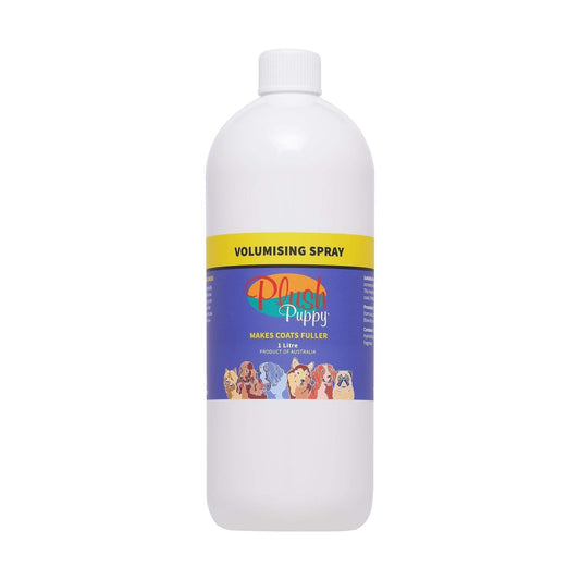 White volumising spray bottle with flip-top cap and blue label, 1 litre size