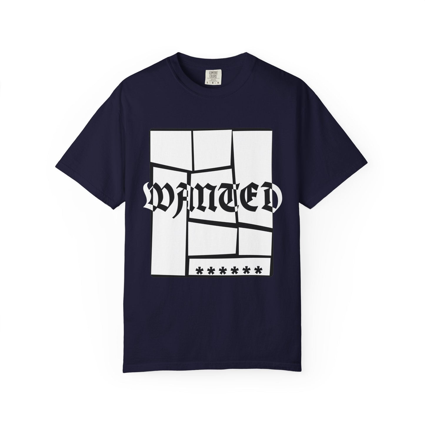 Wanted Graphic Tee Window Grid Design with wanted printed Tees