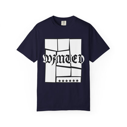 Wanted Graphic Tee Window Grid Design with wanted printed Tees