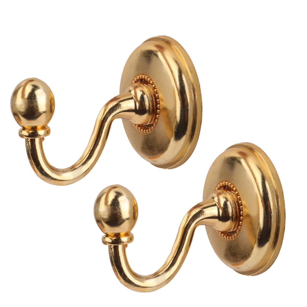 WQQZJJ Organization And Storage 2x Metal Curtain Holdback Wall Tie Back Hooks Hanger Holder Window Curtain Hooks On Clearance Gold