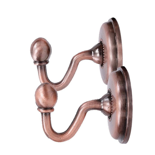 Metal curtain holdback wall hooks, rose gold curved double hook set